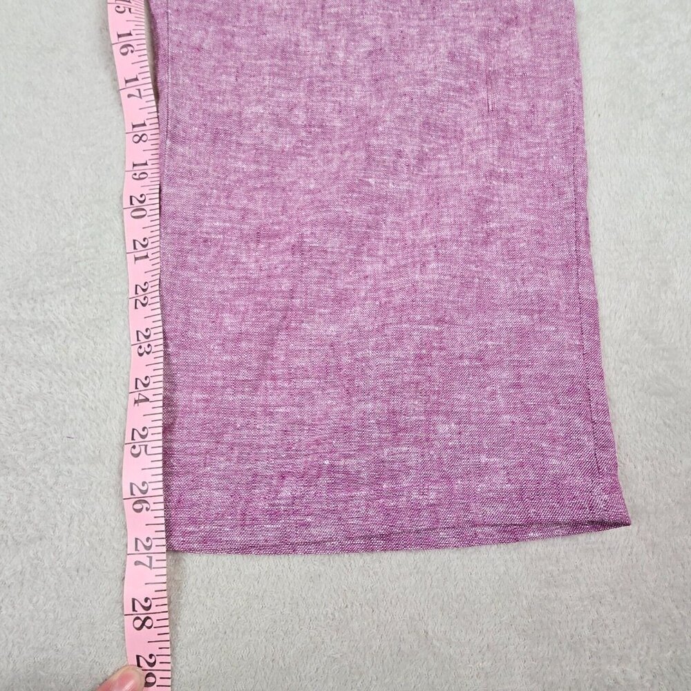 Woman Within Linen Blend Pants Womens Size 22 PETITE Purple Plus Pull On Summer - Picture 6 of 12